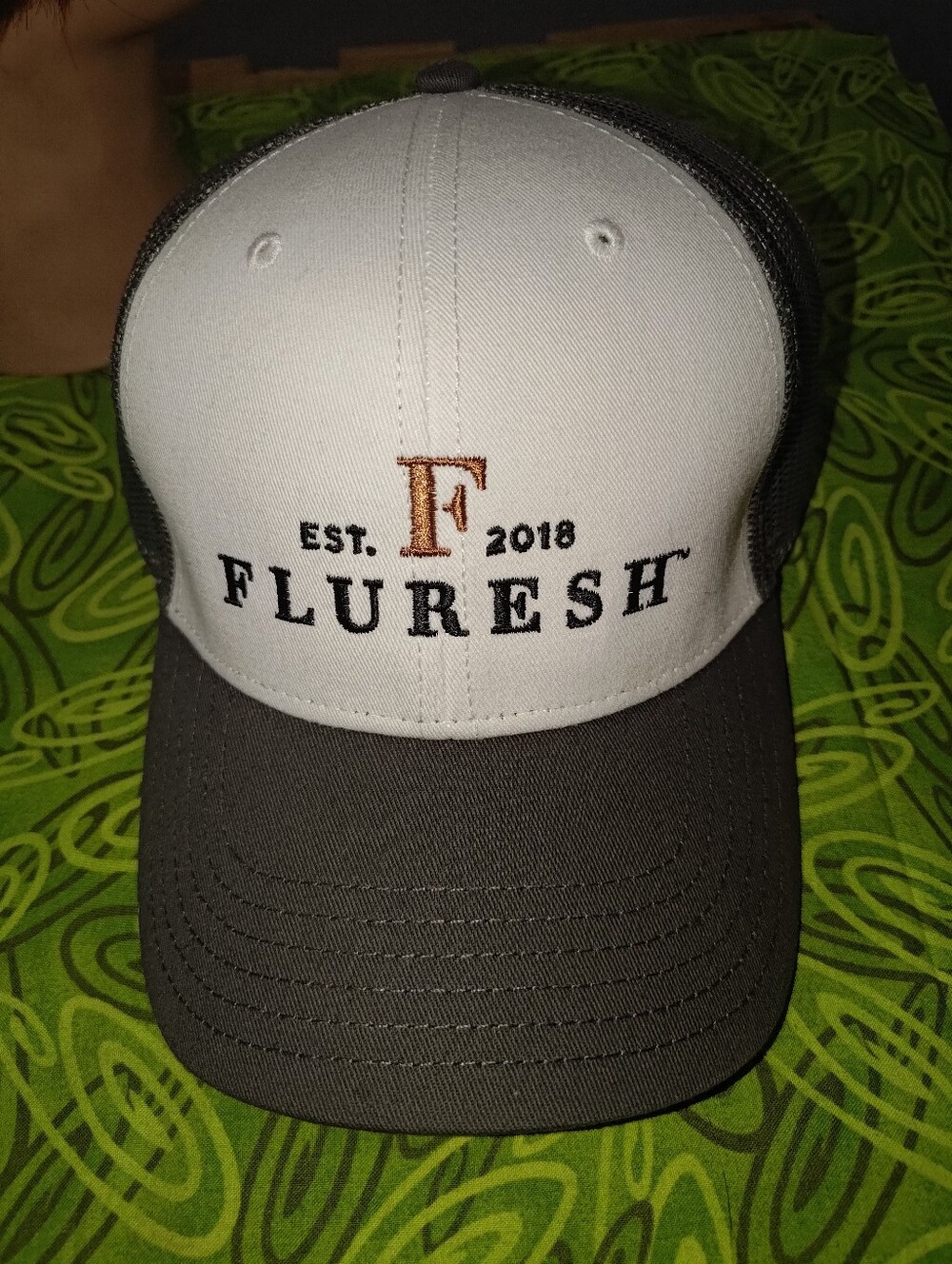 Fluresh Embroidered Logo Trucker Mesh Snapback Hat Cap OSFA